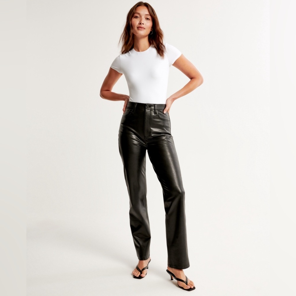 Abercrombie&Fitch Pants Ankle Straight Ultra High Rise Curve Love Vegan Leather